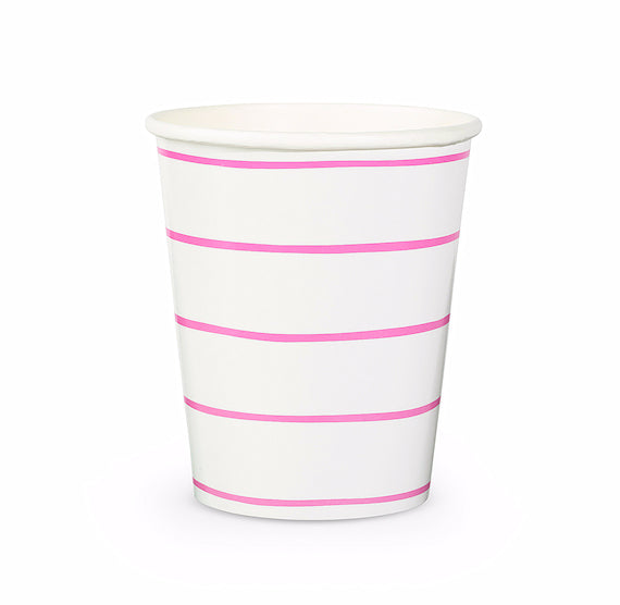 Striped Pink Paper Cups | www.sprinklebeesweet.com