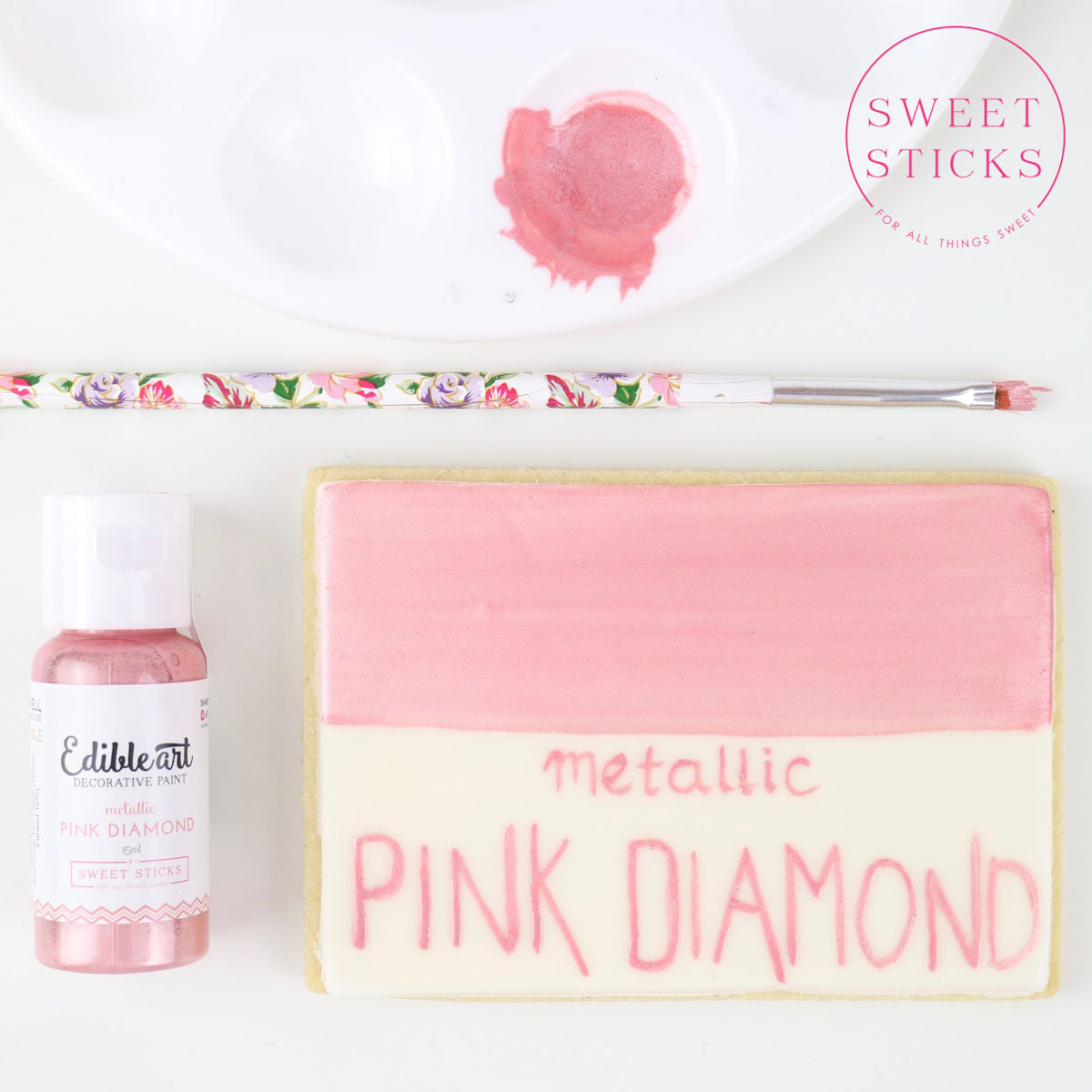 Metallic Pink Diamond Edible Art Paint | www.sprinklebeesweet.com