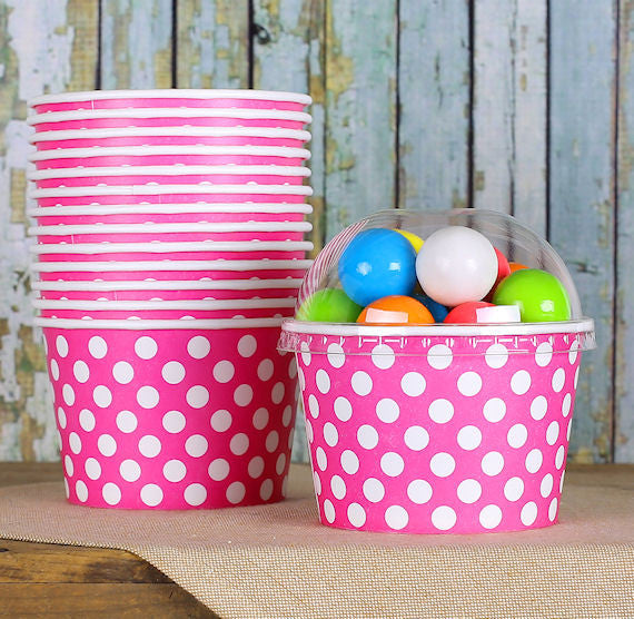 Large Pink Ice Cream Cups: Polka Dot | www.sprinklebeesweet.com