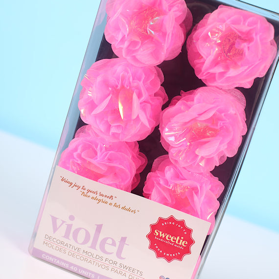 Violet Flower Candy Cups: Pearly Pink | www.sprinklebeesweet.com