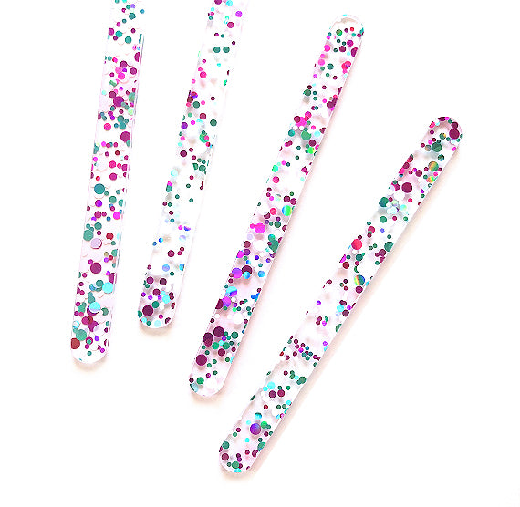 Dot Glitter Popsicle Sticks: Teal + Pink | www.sprinklebeesweet.com