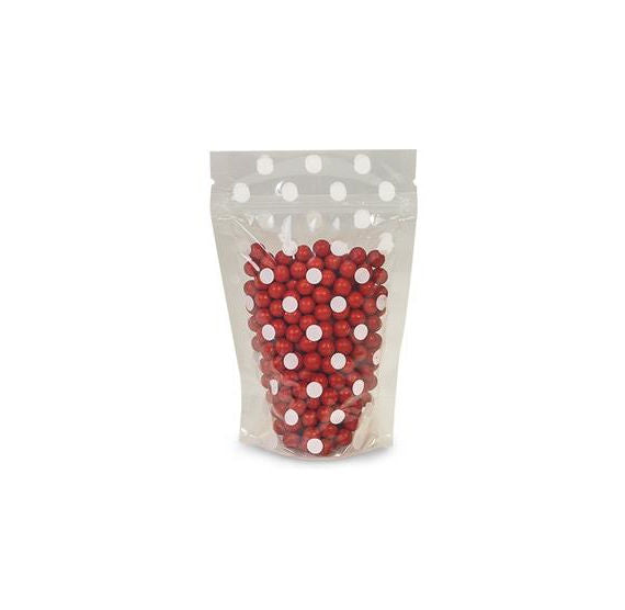 White Polka Dot Stand Up Bags | www.sprinklebeesweet.com