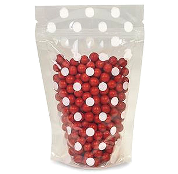 White Polka Dot Stand Up Bags | www.sprinklebeesweet.com
