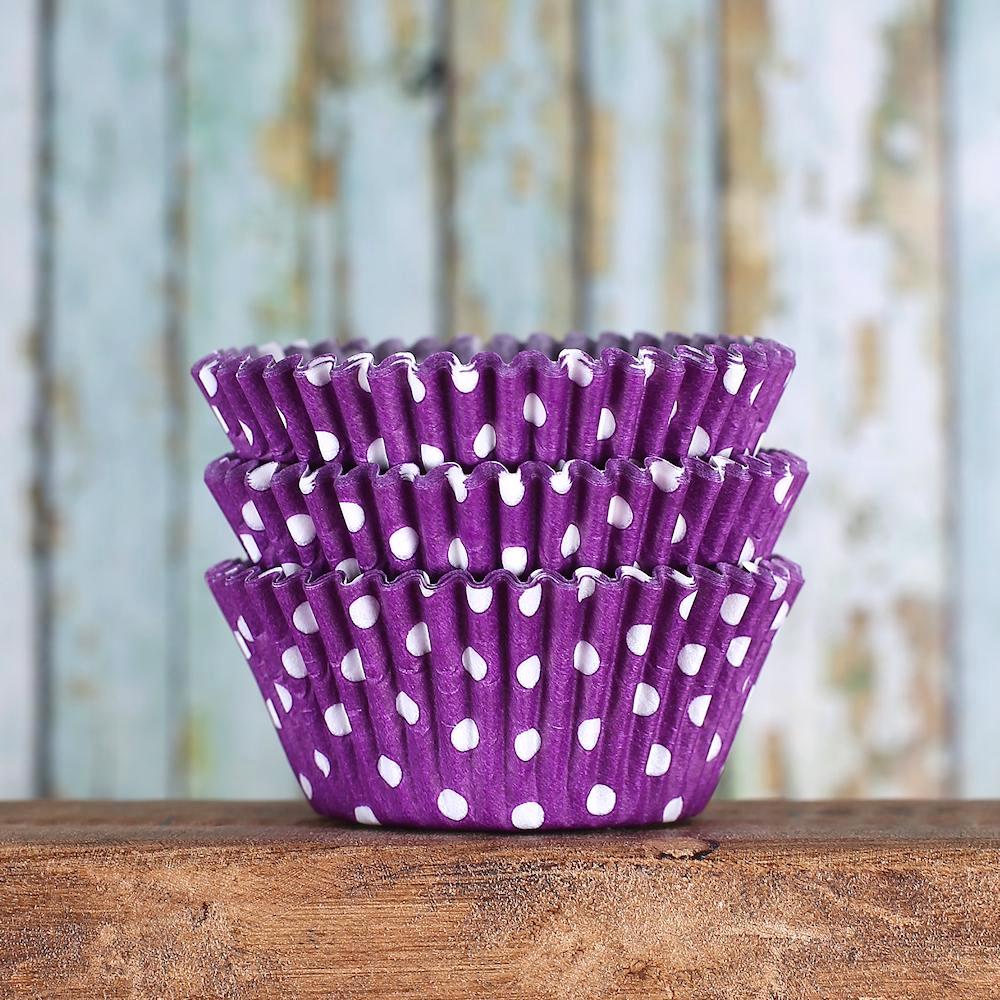 Bulk Purple Cupcake Liners: Polka Dot | www.sprinklebeesweet.com