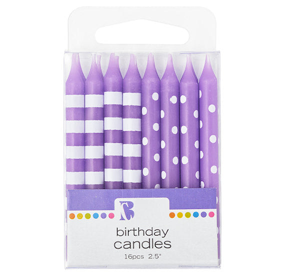 Purple Birthday Candles: Stripes + Dots | www.sprinklebeesweet.com