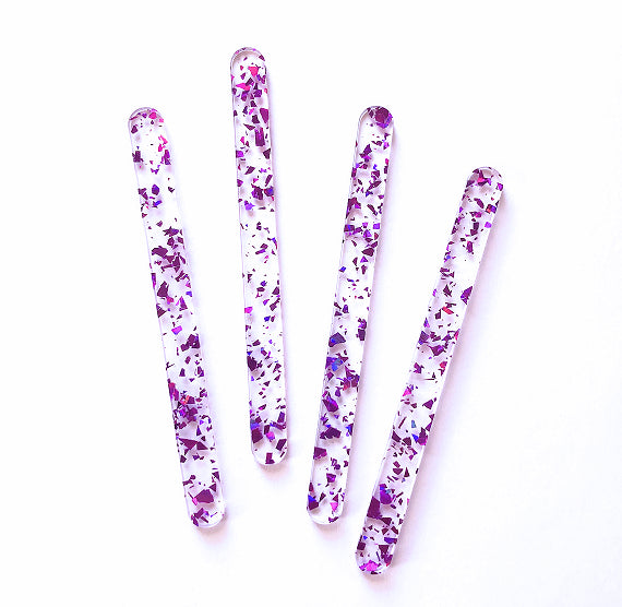 Acrylic Popsicle Sticks: Flake Glitter Purple | www.sprinklebeesweet.com