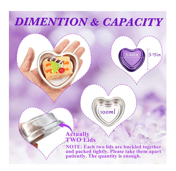 Foil Heart Shaped Snack Cake Pans with Lids: Purple | www.sprinklebeesweet.com