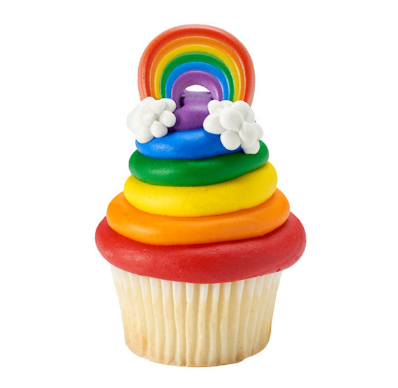 Rainbow Cupcake Topper Rings | www.sprinklebeesweet.com