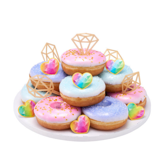 Geo Rainbow Heart Cupcake Topper Rings | www.sprinklebeesweet.com