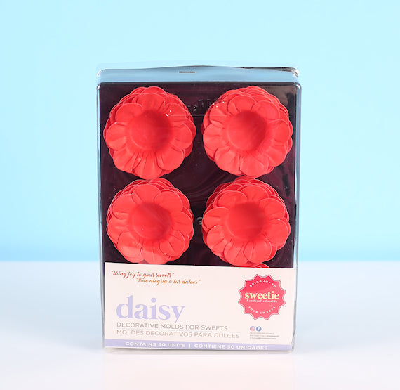 Daisy Flower Candy Cups: Red - Wholesale Case | www.sprinklebeesweet.com