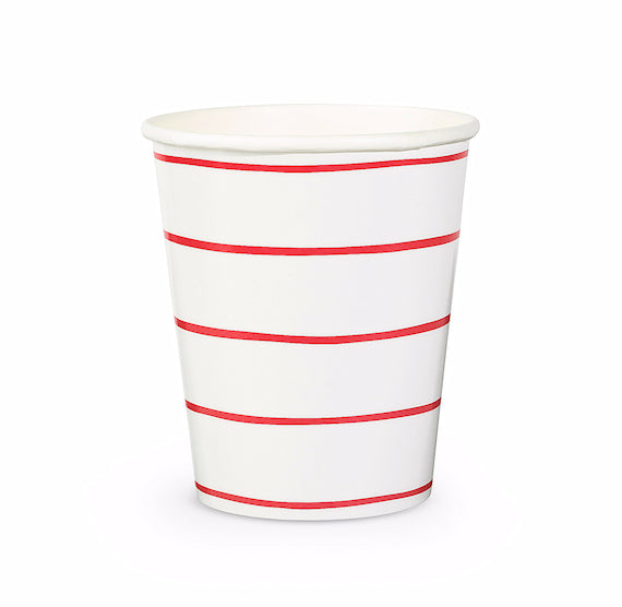 Striped Red Paper Cups | www.sprinklebeesweet.com