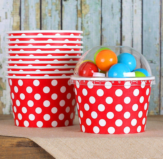 Large Red Ice Cream Cups: Polka Dot | www.sprinklebeesweet.com