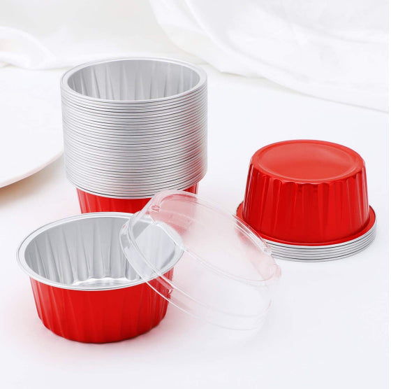 Foil Cupcake Cups with Lids: Red | www.sprinklebeesweet.com