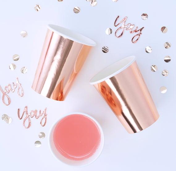 Rose Gold Paper Cups | www.sprinklebeesweet.com