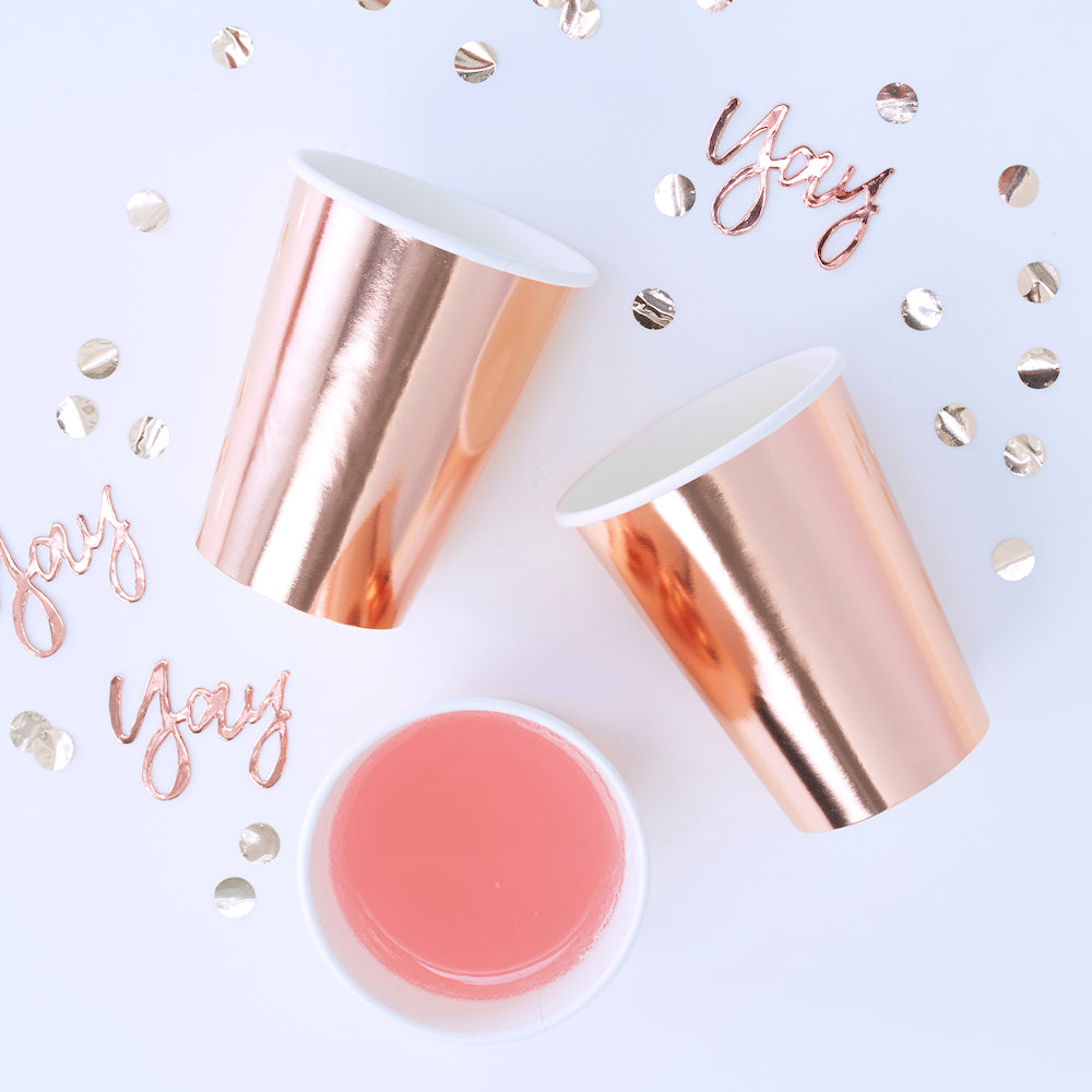 Rose Gold Paper Cups | www.sprinklebeesweet.com