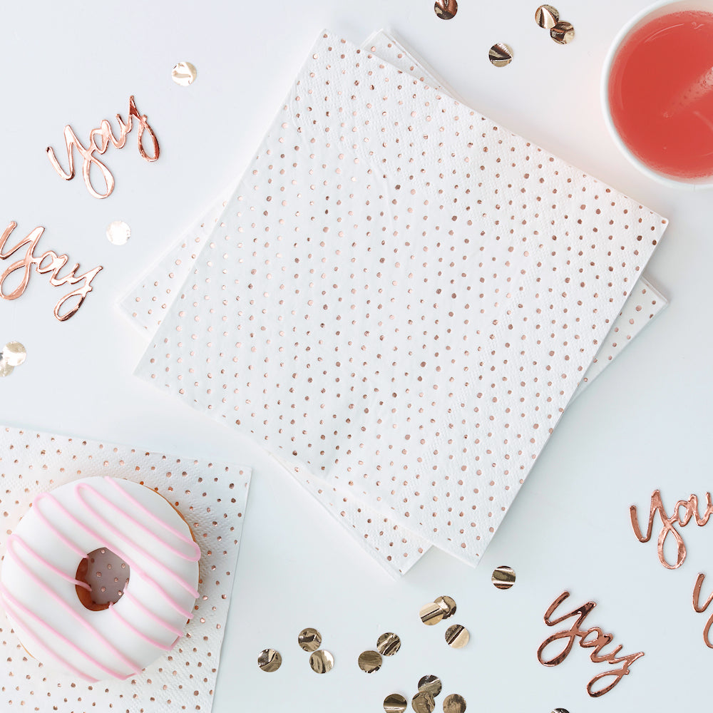 Rose Gold Napkins: Mini Polka Dot | www.sprinklebeesweet.com