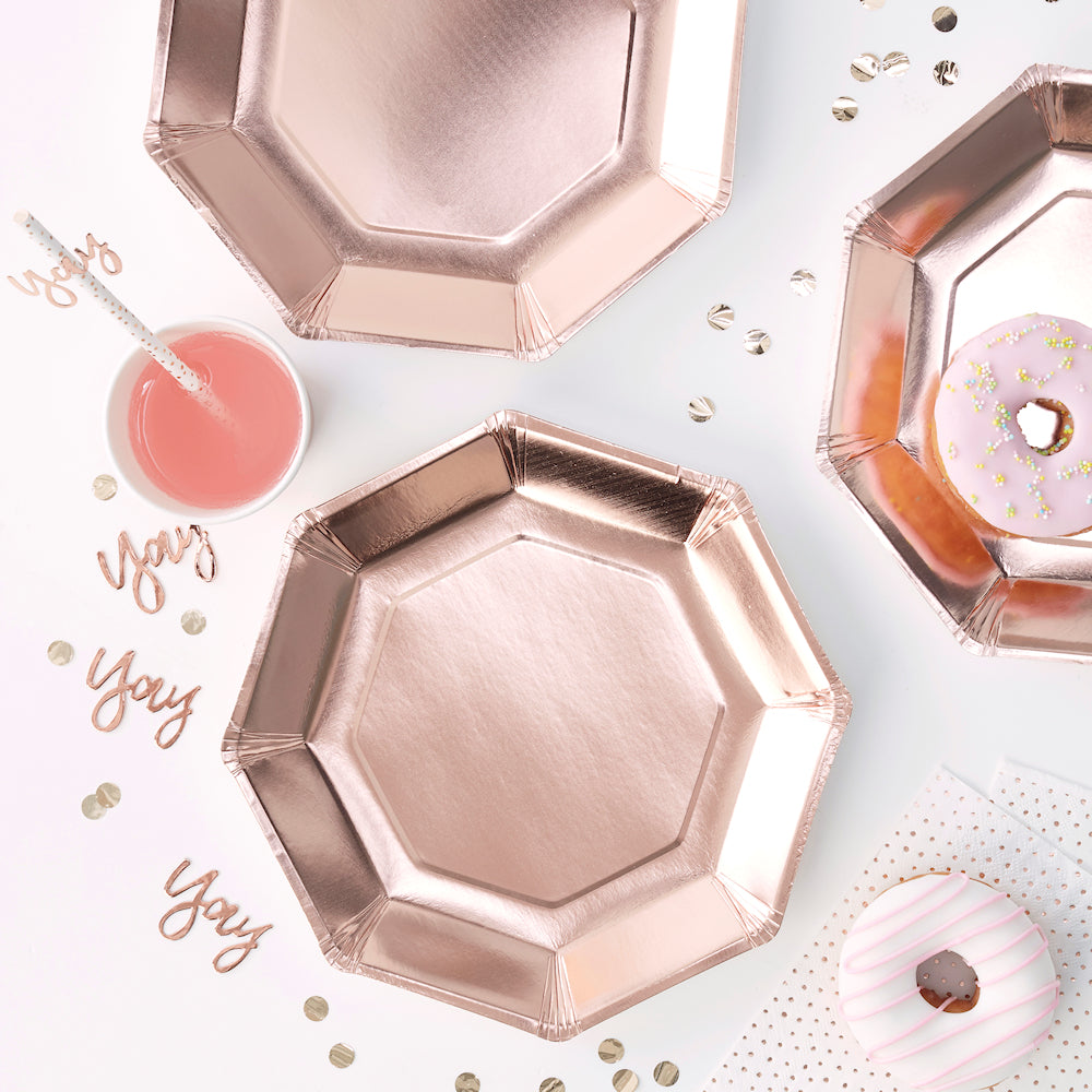 Rose Gold Plates: Octagon | www.sprinklebeesweet.com