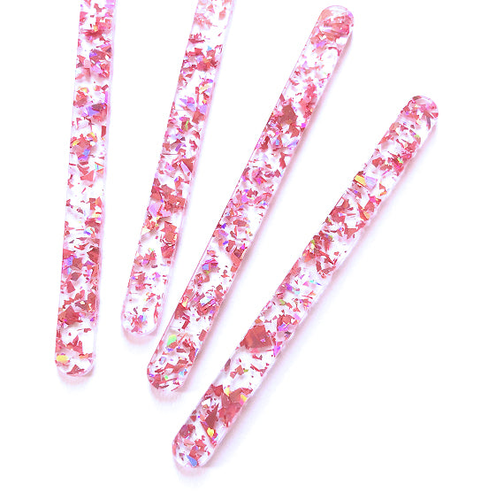 Acrylic Popsicle Sticks: Flake Glitter Rose Pink | www.sprinklebeesweet.com