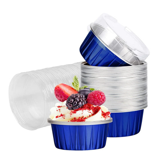 Foil Cupcake Cups with Lids: Royal Blue | www.sprinklebeesweet.com