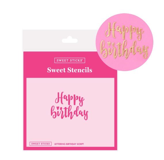 Sweet Stencils: Happy Birthday Script | www.sprinklebeesweet.com
