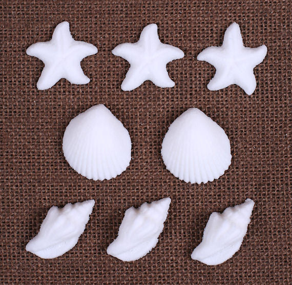 Small Seashell Sugar Toppers | www.sprinklebeesweet.com