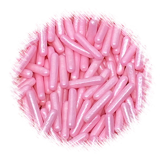 Edible Rod Sprinkles: Shimmer Light Pink | www.sprinklebeesweet.com