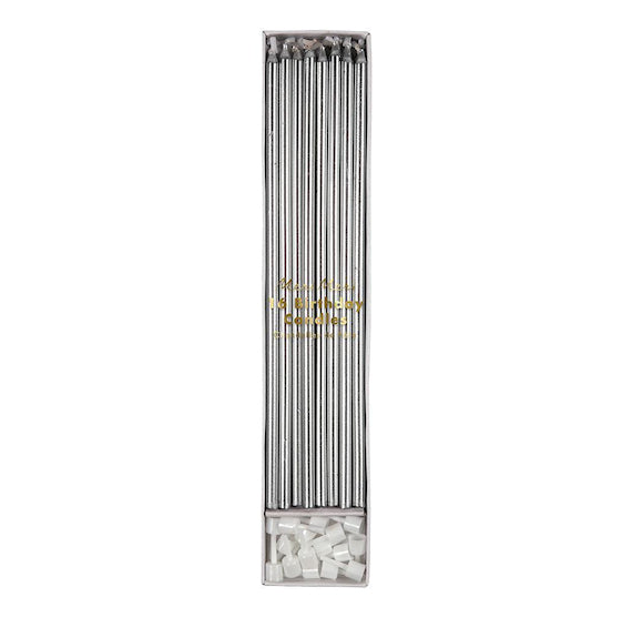 Metallic Silver Party Candles: Long | www.sprinklebeesweet.com