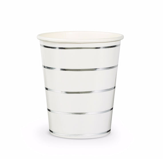 Striped Silver Paper Cups | www.sprinklebeesweet.com