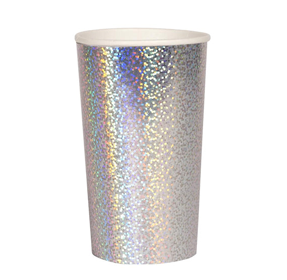 Tall Sparkle Silver Paper Cups | www.sprinklebeesweet.com