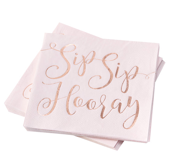 Blush Light Pink Napkins: Sip Sip Hooray | www.sprinklebeesweet.com