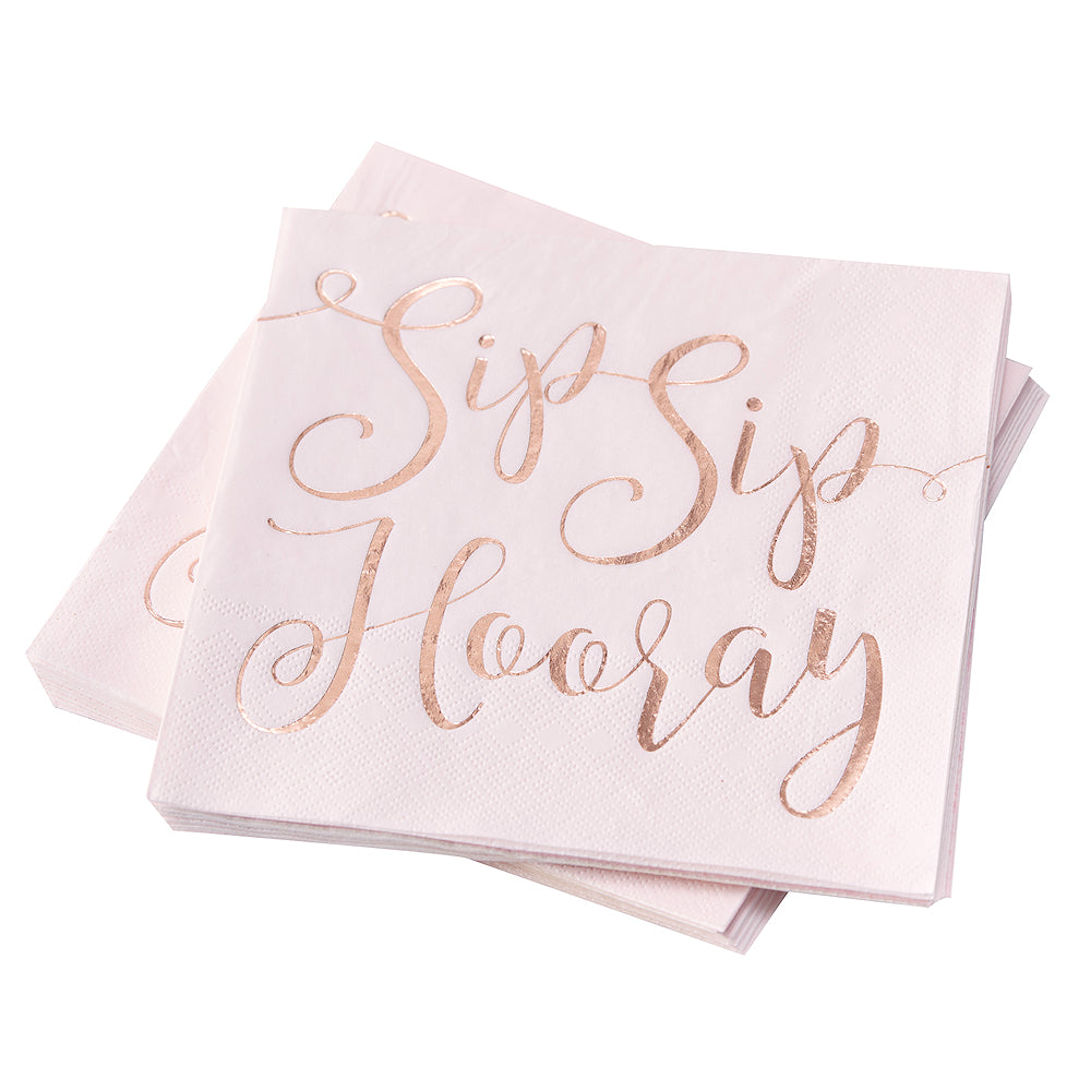 Blush Light Pink Napkins: Sip Sip Hooray | www.sprinklebeesweet.com