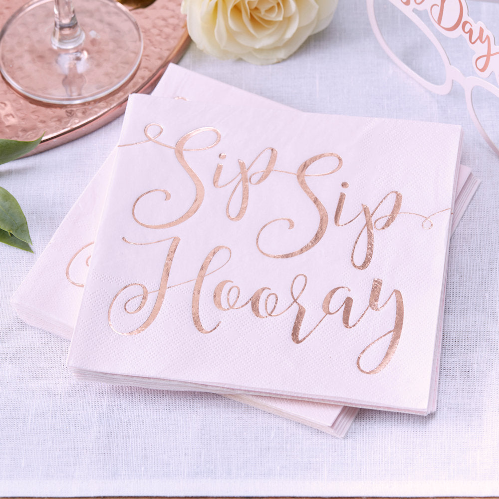 Blush Light Pink Napkins: Sip Sip Hooray | www.sprinklebeesweet.com