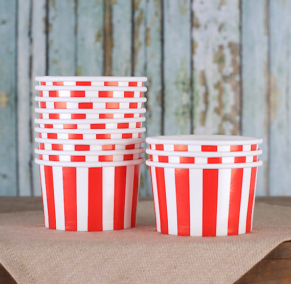 Small Red Ice Cream Cups: Stripe | www.sprinklebeesweet.com