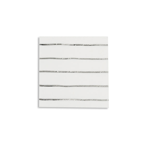 Striped Silver Cocktail Napkins | www.sprinklebeesweet.com