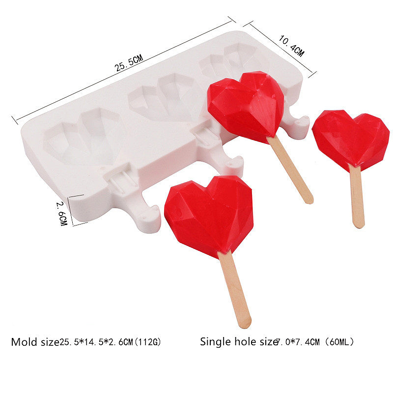 3 Cavity Geometric Heart Cakesicle Mold | www.sprinklebeesweet.com