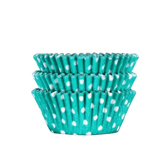 Bulk Jade Green Cupcake Liners: Polka Dot | www.sprinklebeesweet.com