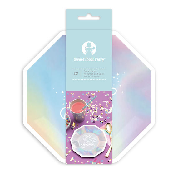 Sweet Tooth Fairy Iridescent Paper Plates | www.sprinklebeesweet.com