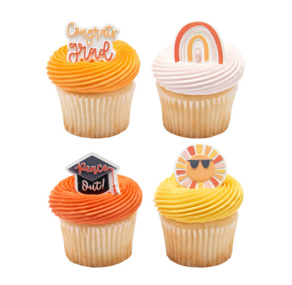 Sunshine Graduation Cupcake Topper Rings | www.sprinklebeesweet.com