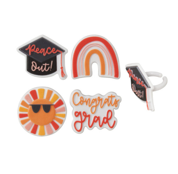 Sunshine Graduation Cupcake Topper Rings | www.sprinklebeesweet.com