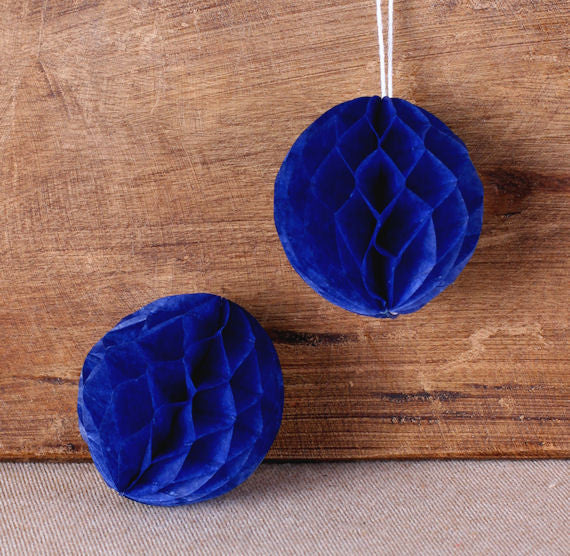 Navy Blue Honeycomb Tissue Balls: 2" | www.sprinklebeesweet.com