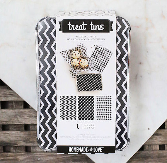 Large Treat Tins: Black and White | www.sprinklebeesweet.com
