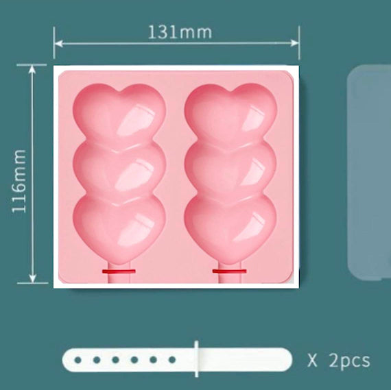 Triple Heart Cakesicle Mold | www.sprinklebeesweet.com