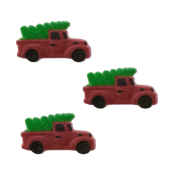 Christmas Tree + Truck Sugar Toppers | www.sprinklebeesweet.com
