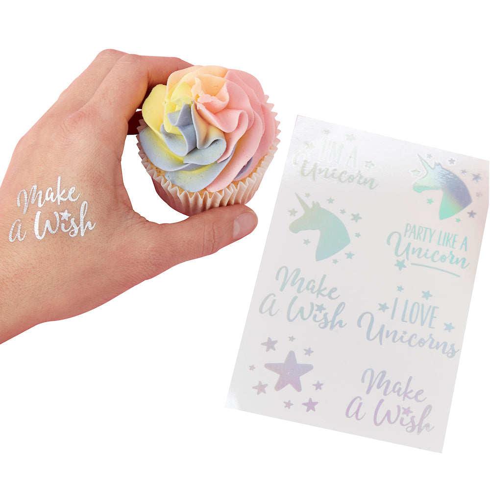 Iridescent Unicorn Temporary Tattoos | www.sprinklebeesweet.com