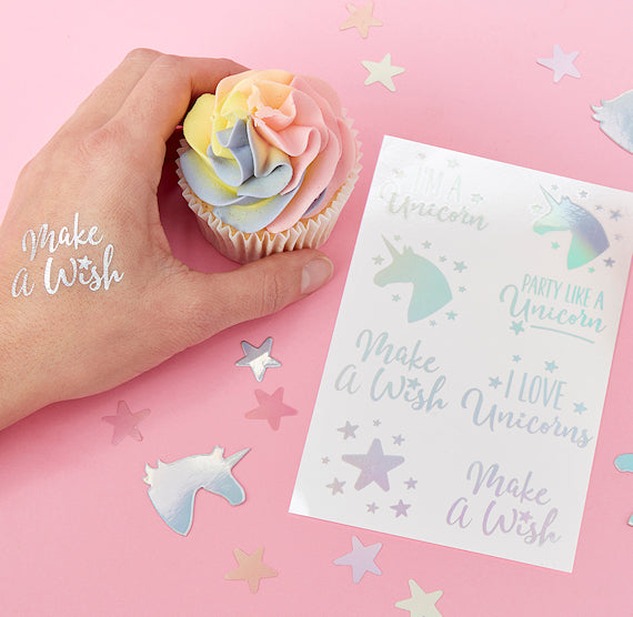 Iridescent Unicorn Temporary Tattoos | www.sprinklebeesweet.com