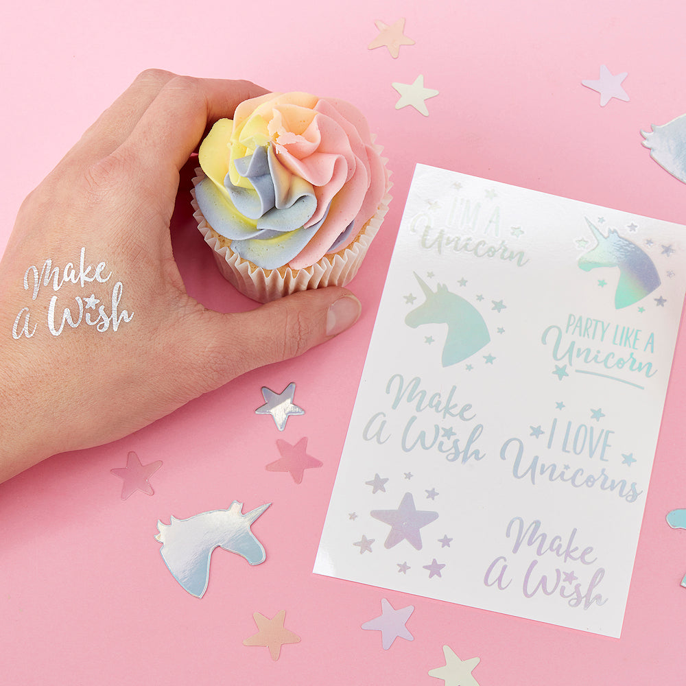 Iridescent Unicorn Temporary Tattoos | www.sprinklebeesweet.com