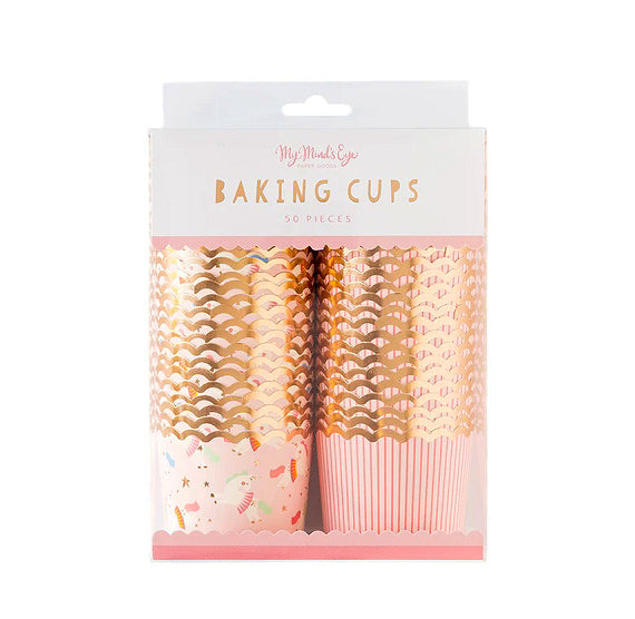 Unicorn Baking Cups with Pink Stripes | www.sprinklebeesweet.com