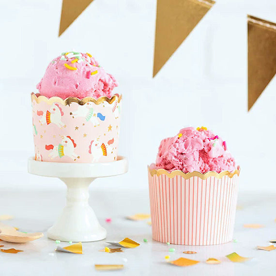 Unicorn Baking Cups with Pink Stripes | www.sprinklebeesweet.com