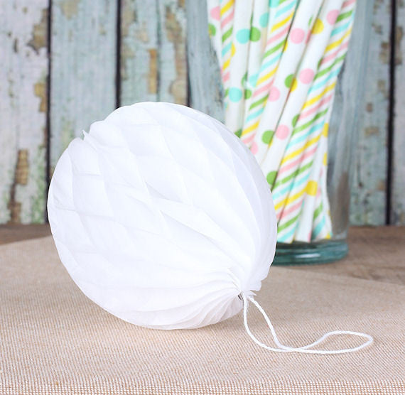 White Honeycomb Tissue Balls: 3" | www.sprinklebeesweet.com