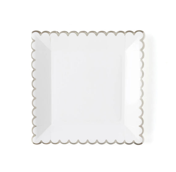 Scallop Edge White Plates with Silver Foil | www.sprinklebeesweet.com